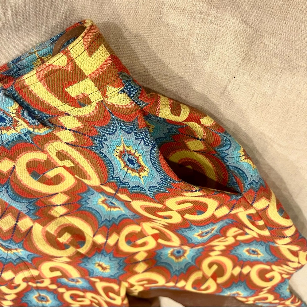 $2950 Gucci Psychedelic GG Logo With Leather Detail Trousers - Picture 7 of 15